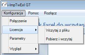 (rys. 11) Licencja Po wybraniu Licencja -> Wczytaj z pliku program spyta nas czy na pewno chcemy