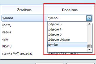 Wskazania pola docelowego dokonujemy wybierając jego nazwę z listy rozwijanej (rys. 19) (rys.