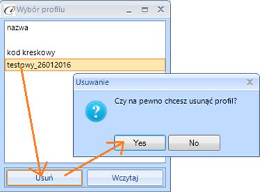 (rys. 29) Wczytywanie profilu Pojawi się wtedy okienko wyboru profilu, gdzie należy wskazać wybrany profil i wcisnąć Wczytaj lub dwukrotnie kliknąć na wybranym profilu.