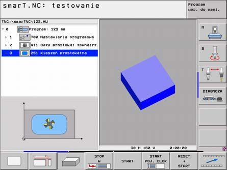 Grafika testowa i grafika przebiegu programu Wybrać podział ekranu GRAFIKA lub PROGRAM+GRAFIKA! W podtrybach pracy Testowanie i Odpracowywanie TNC może przedstawić obróbk graficznie.