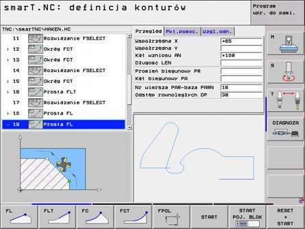 Edycja konturów Podstawy 1 Pagina górna: tekst trybu pracy, komunikaty o bł dach 2 Aktywny tryb pracy w tle 3 Struktura drzewa (treeview), w którym poszczególne elementy konturu zostaj przedstawione