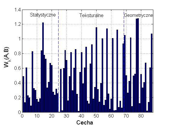 wejśce dla klasyfkatora neuronowego. Przykładowo, przy selekcj 35 najlepszych cech dla przedstawonej na rys. 5.