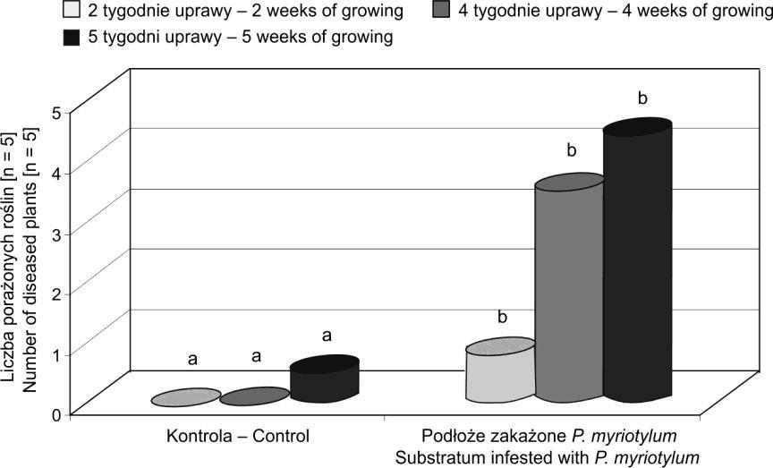 Progress in Plant Protection 55 (3) 2015 367 Tabela 3. Kolonizacja organów pomidora i ogórka przez Pythium myriotylum po 5 dniach od inokulacji Table 3.
