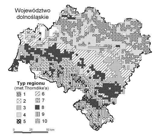 10 K. Galant Rys. 1. Rozmieszczenie typów regionów (metoda Thorndike a, 10 skupień) Fig. 1. Distribution of types of regions (Thorndike method, 10 clusters) Tabela 3.