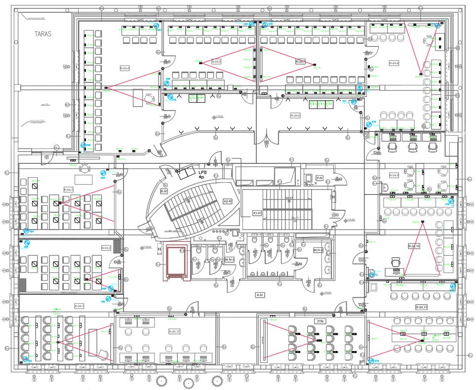 Zespół laboratoriów Sieci Komputerowych w CTI IV piętro; Budynek B 19 K-24.4 - Pom.