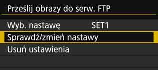 Zmiana ustawień serwera FTP Zmień ustawienia serwera FTP określone w aparacie. Aby zmienić ustawienia, najpierw zakończ połączenie. 1 2 3 Wybierz pozycję [Nastawy komunikacji].