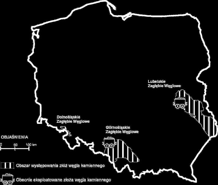 1. Wielkość i struktura zasobów węgla kamiennego w Polsce Złoża węgla kamiennego w Polsce występują w trzech zagłębiach.