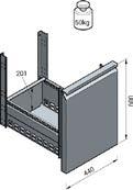 dla B=700 mm - 1/1 GN h=200 mm, dla B=600 mm - 2/3 GN h=200 mm (h=150 mm w przypadku stołów chłodniczych