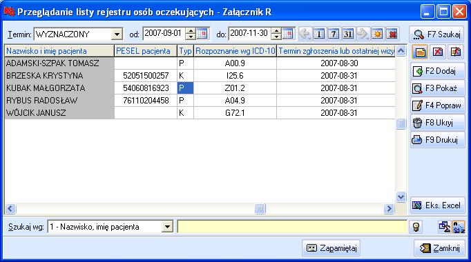 Okno: Karta Księgi Pracowni RTG. 2.12.