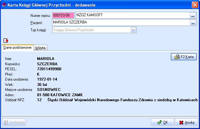 Poradni, Księgi Pracowni Diagnostycznej lub Zabiegowej, Księgi Pracowni RTG lub Księgi Poradni. Księgi Zabiegów Leczniczych. Moduł Księga Główna umożliwia: Wpisy w terminie od.