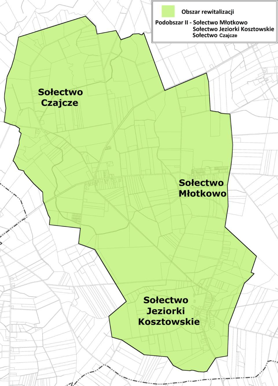 Mapa 6. Obszar rewitalizacji w gminie Wysoka. Źródło: opracowanie własne.