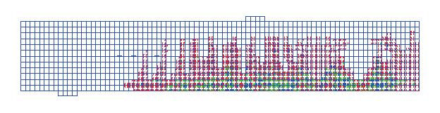15. Eksperymentalny i numeryzny obraz zarysowania belek BP-1. Fig. 15. Experimental and numerial of rak patterns for BP-1 beams.