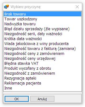 ewentualnej uwagi do pozycji. Towar można także wstrzymać ze sprzedaży zaznaczając pole <Auto. Wstrz.