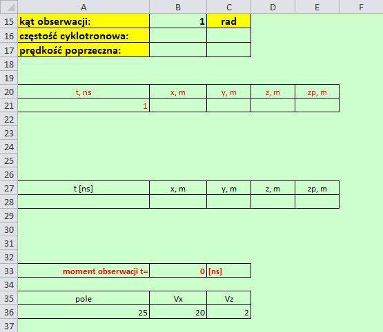 Poniżej głównej tabelki, zawierającej parametry i formuły, wprowadź jeszcze do odpowiednich komórek dane pokazane na rys. 8. Zmień kolor czcionki, wyśrodkuj tytuły, obramuj tabelki. Rysunek 8.