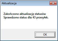 13 7.2 Aktualizacja zbiorcza statusów Zakładka historii pozwala na zbiorczą aktualizację statusów przesyłek.