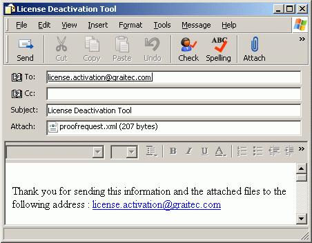 Rysunek 50: Email dezaktywacji licencji Jeżeli informacje w wiadomości oraz w pliku.