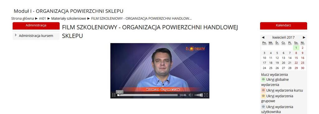 8. W wybranym module dostępne są materiały szkoleniowe: podręcznik, film szkoleniowy oraz test wiedzy. 9.