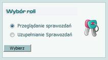 Informacje ogólne Po zaznaczeniu właściwej roli wybieramy przycisk. Po zalogowaniu się do systemu i wybraniu aplikacji możemy rozpocząć pracę.