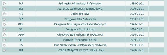 Informacje ogólne Zaznaczamy wybrany typ jednostki i wybieramy przycisk. Podajemy numer REGON składający się z 9-u lub 14-u znaków.