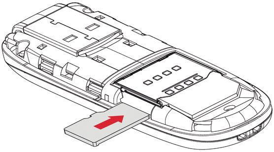 3. Umieść kartę microsd w gnieździe. Kartę należy umieścić w gnieździe w sposób pokazany na poniższej ilustracji.