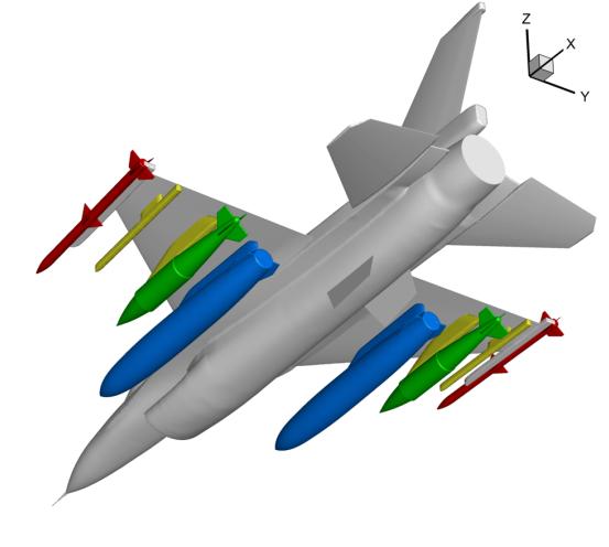 zbiornik paliwa z integralnym pylonem Geometria samolotu w wersji gładkiej, która została przedstawiona na rysunku 1a, składała się z następujących elementów konstrukcyjnych: kadłub, usterzenie,