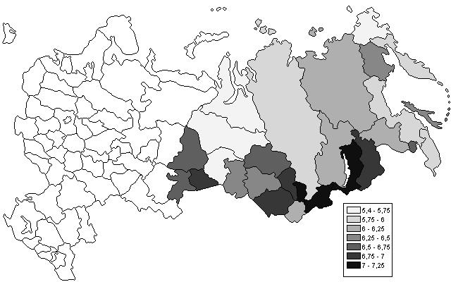 70 A. Kornowski Z rysunku 7 wyciągnąć można następujące wnioski: zdecydowanie najlepiej rozwinięte są regiony Uralskiego Okręgu Federalnego są to na przykład Okręgi Autonomiczne: Jamało-Nieniecki,
