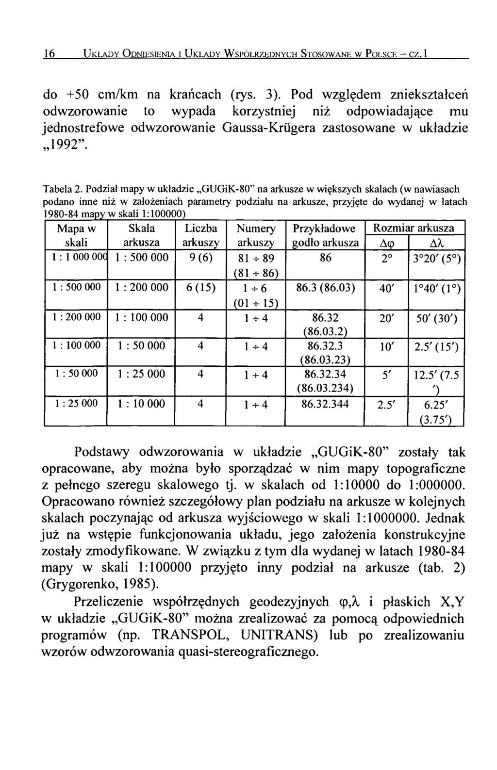 16 U kłady O dniesienia i U kłady W spółrzędnych Stosowane w P olsce - cz. 1 do +50 cm/km na krańcach (rys. 3).