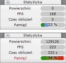 20-200 mm w celu poprawienia rozkładu cieni, Diagnostyka opcja Pokaż obiekty z emisją powoduje zaznaczenie obiektów, którym nadano właściwości emisji własnego światła, funkcja ta jest przydatna gdy