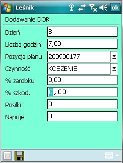 NAZWA POLA OPIS Dzień Podajemy dzień miesiąca (zakres od 1 do 31) Liczba godzin Godziny pracy przy wykonywaniu danej czynności (zakres od 0,1 do 24,0 godziny),