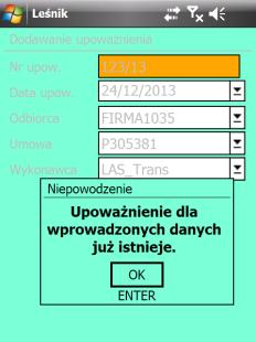 różne numery upoważnień). Jednocześnie w słowniku może znaleźć się wiele tych samych numerów upoważnień dla różnych wykonawców, odbiorców i umów.