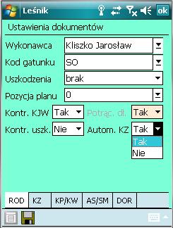 W przypadku dokumentów ścisłego zarachowania (KW, KP, AS), które zostały wydrukowane, kasowanie jest możliwe tylko w przypadku ustawienia opcji korekta po wydruku na TAK. Ekran 37.