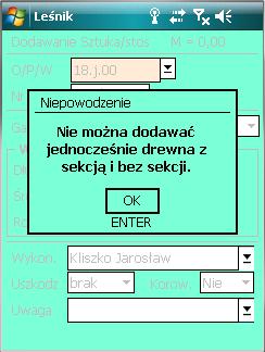 Wprowadzono także kontrolę w przypadku, gdy użytkownik wprowadził numer sekcyjny tylko z jedną sekcję (np. 1234/1, a następnie 1235/0).