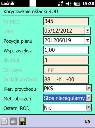 Pole Średnica Pole Ilość - przejście do pola Sortyment - przejście do pola Ilość szt.