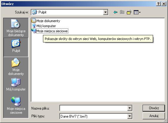 BW for Windows User s Guide 9 Zapisz służy do zapisu edytowanego pliku.