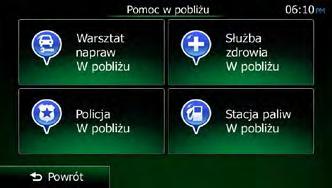 Zostaną wybrane zapisane kategorie wyszukiwania, wszystkie skonfigurowane pod kątem wyszukiwania aktualnej pozycji (lub wokół ostatniego znanego