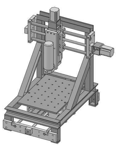 ?ruba poci gowa pozioma Wrzeciono Rama Stó, Silnik krokowy Prowadnica pozioma?ruba poci gowa pozioma Prowadnica pionowa?ruba poci gowa dolna Prowadnica dolna Rys. 2. Model 3D obrabiarki CNC Na rys.