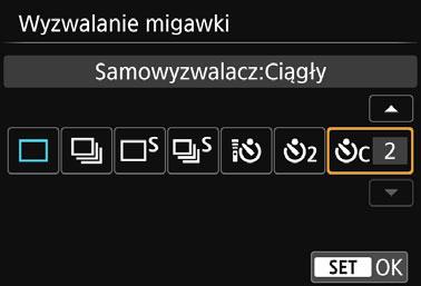 j Korzystanie z samowyzwalacza 1 Naciśnij przycisk <YQi>. Zostanie wyświetlony ekran [Wyzwalanie migawki]. Wybierz samowyzwalacz.