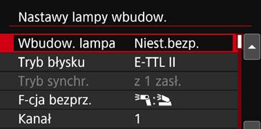 Istnieje możliwość zmiany stosunku mocy błysku między zewnętrzną lampą Speedlite a wbudowaną lampą błyskową w celu dostosowania cieni rzucanych na obiekt.