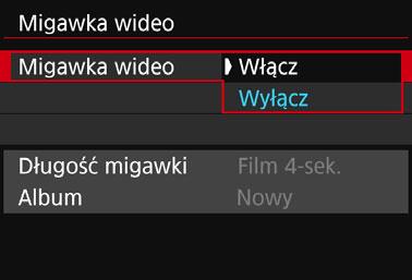 3 Nagrywanie migawek wideo Istnieje możliwość nagrywania krótkich klipów filmowych o długości około 2, 4 lub 8 sekund określanych jako migawki wideo.