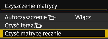 3 Ręczne czyszczenie matrycyk Kurz, którego nie dało się usunąć przez automatyczne czyszczenie matrycy, można usunąć ręcznie np. za pomocą dostępnej w sprzedaży dmuchawki.