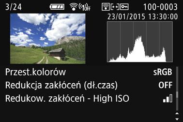 Ogniskowa Histogram (RGB) Informacje o balansie bieli