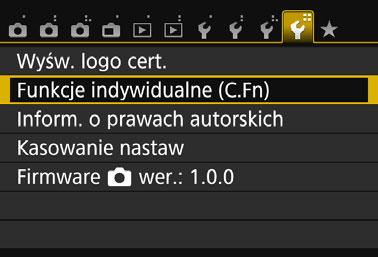 3 Ustawianie funkcji indywidualnychk Numer funkcji indywidualnej 1 2 Wybierz pozycję [Funkcje indywidualne (C.Fn)].