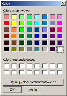 Wybierz kolor (lub utwórz własny), a następnie kliknij "OK" aby zatwierdzić zmiany. Aby użyć efektu gradient dla koloru tła zaznacz opcję "Gradient".