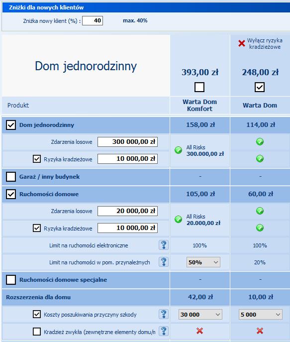 Krok 2: wybór wariantu Dwa produkty na jednym ekranie -