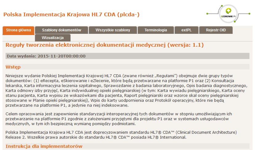 Polska Implementacja Krajowa HL7 CDA Dokumenty