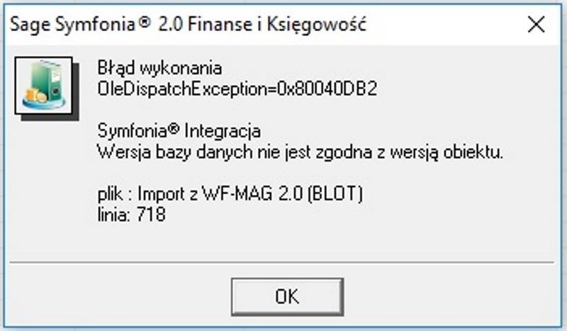 2 Komunikat: B d wykonania... Wersja bazy danych nie jest zgodna z wersj obiektu.