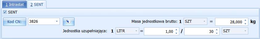 Jeżeli na zakładce [Dodatkowe] w sekcji Intrastat formularza Pozycji cennika zostanie zmieniony kod CN na taki, który nie ma zaznaczonego parametru SENT, a na towarze będzie zaznaczony parametr SENT,