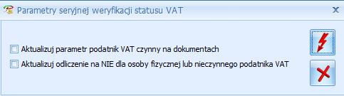 Z poziomu zakładki [Rejestr VAT] oraz [Do deklaracji VAT-7] na liście dokumentów w menu kontekstowym oraz na przycisku dodano operację seryjną Zweryfikuj status VAT: Rys 6.