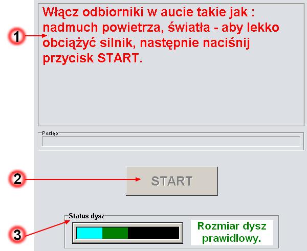 4.4 Opis zakładki AUTOADAPTACJA (automatyczna regulacja instalacji gazowej) Widok zakładki autoadaptacja 1.