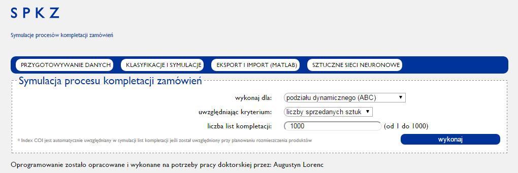 (Rys. z.5). Pozostałe ustawienia symulacji są zdefiniowane w ustawieniach początkowych programu moduł przygotowania danych dlatego nie trzeba ich ponownie podawać.